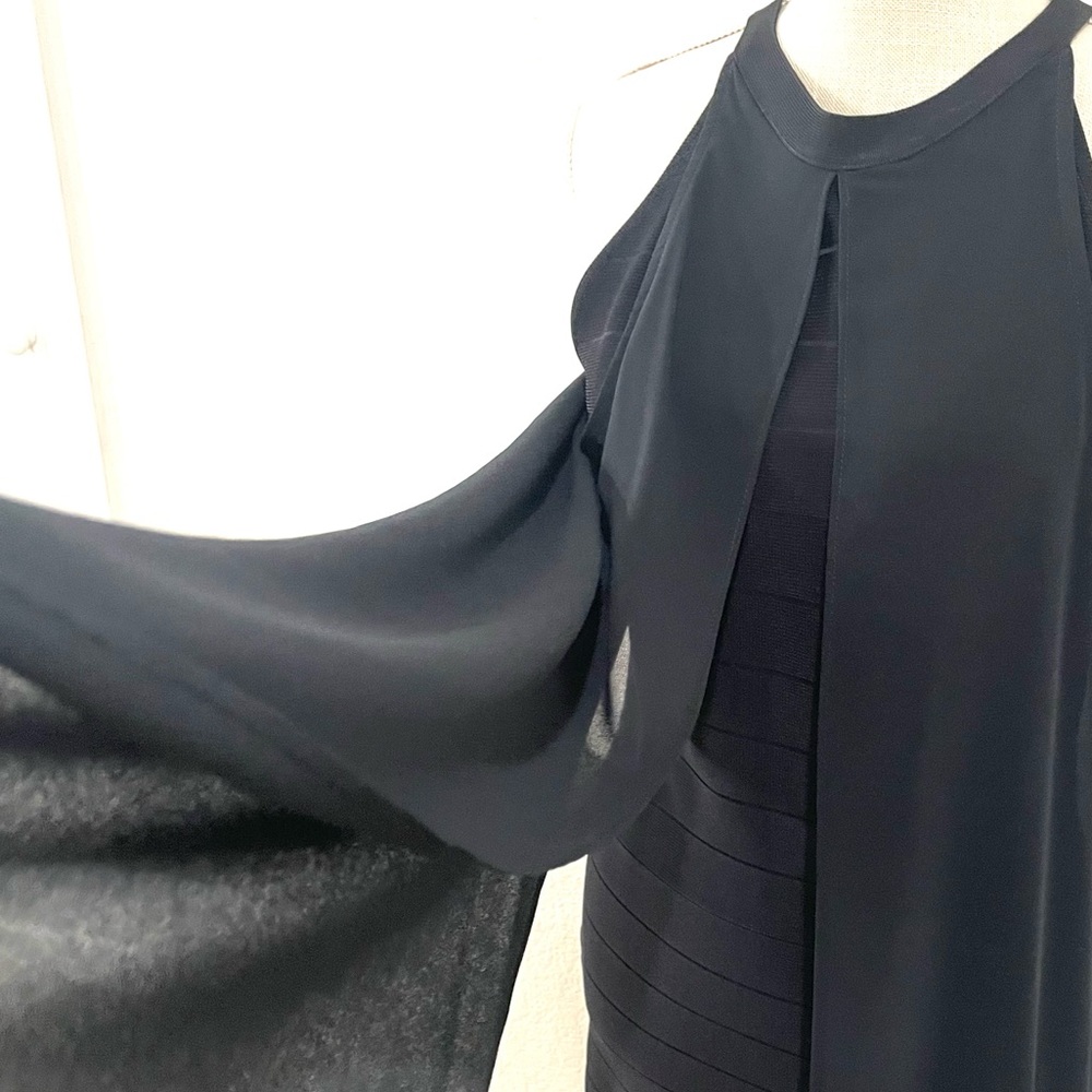 Venus Black Bandage Dress With Sexy Sheer Overlay! Like New! - Picture 7 of 13